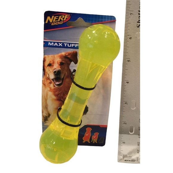 NERF DOG Max Tuff Yellow Durable Rubber Interactive Toy Medium Large Dogs - Picture 2 of 3